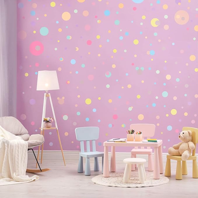 Zonon 264 Pcs Polka Dot Wall Stickers, Colorful Peel and Stick Kids Room | Watercolor Dots Decor, Removable Vinyl Decals for Nursery Playroom Classroom, Reusable Circle Stickers, Candy Colors - Image 3
