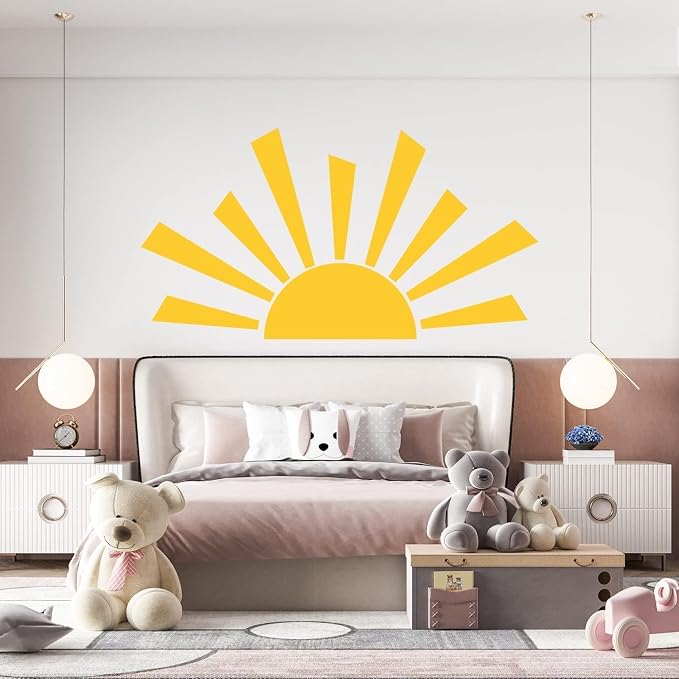 42 x 23.5 Inch Boho Half Sun Wall Decal - Modern Vinyl Mural, Removable Peel and Stick Sticker for Classroom, Living Room, Bedroom, Playroom Decor - Image 3