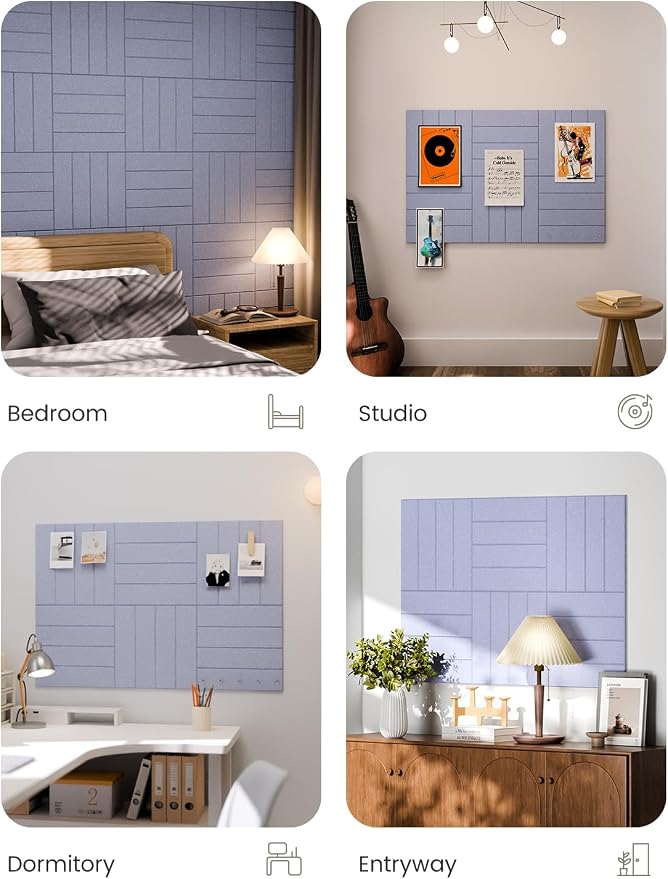 Fluxynara 36" x 24" Large Felt Bulletin Board, Soft Periwinkle | 6 Pack Cork Board Alternative with 30 Safe Adhesive Tabs, Pin Boards for Wall Decor, Home, Office, Classroom,Dorm - Image 7