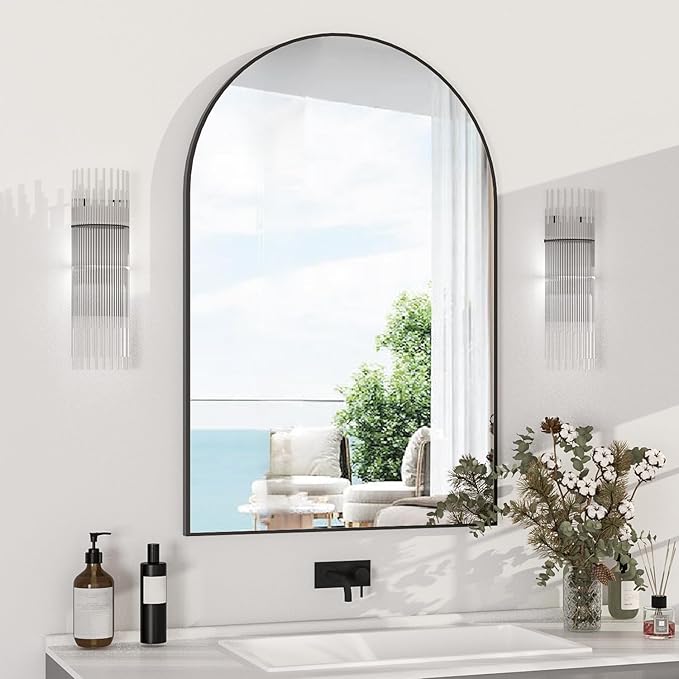 Arched Wall Mirror for Bathroom, 20"x30" Arched Mirror Wall Mounted Mirror with Metal Frame, Black Vanity Mirror Decor for Mantle, Bedroom, Entryway, Living Room - Image 6