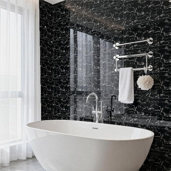 10 PCS Marble Peel and Stick Wall Panels 23.6"x11.8" Sticker | Self Adhesive, PVC, Waterproof Backsplash Tile for Bathroom, Kitchen, Living Room, Style14 - Image 3