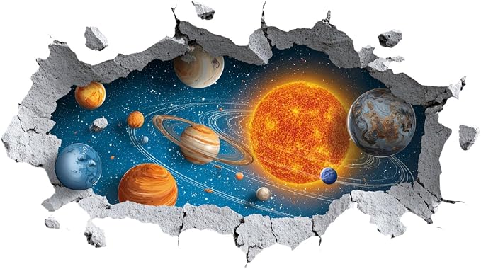 Space Planet Wall Decals Stickers, Solar System Wall Art Peel and Stick, Removable Vinyl Wall Decor for Bedroom, Living Room, Office, Home Decoration by THISFIND