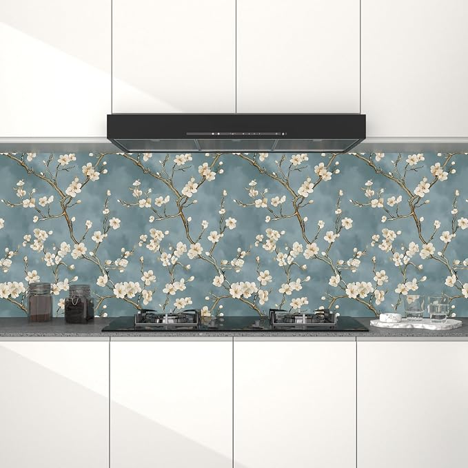Laatse Vintage Blue White Floral Wallpaper Peel and Stick 17.5''x118'' | Self Adhesive/Removable/Waterproof/Thick Vinyl Contact Paper for Bathroom Bedroom Shelf Cabinet Drawer,Prepasted,Easy Peel - Image 3
