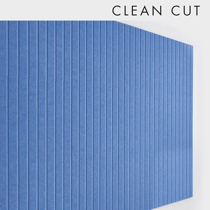 VIVELDA Felt Bulletin Board Tiles 48"x36" -12-Pack Cork Board Alternative, OEKO-TEX Certified, NRC 0.95 Acoustic Wall Panels, Damage-Free Adhesive, Slatted Design, Home Office, Classroom (Pastel Blue) - Image 4