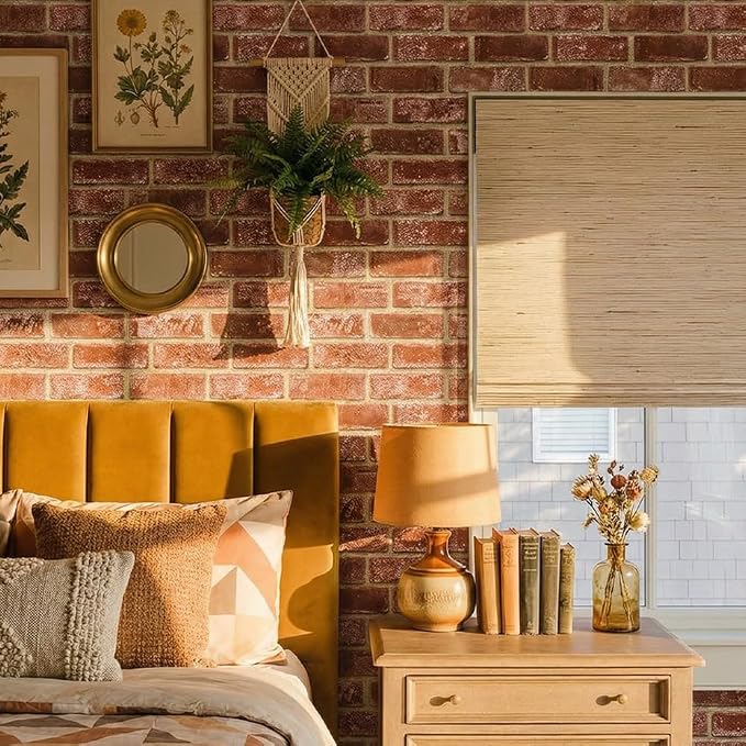 3D Peel and Stick Faux Brick Wall Panels 11.8" x 11.8" 10-Pack | Red Orange, Small Brick-Look Textured Sticker, Thin Lightweight PVC Self Adhesive Tiles for Interior Decor, Cover 9.7 sq ft - Image 2