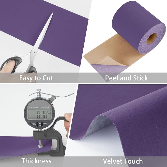 WESTICK Purple Velvet Mirror Tape Border Peel and Stick Decorative Bulletin Board Borders for Classroom Self Adhesive Removable Purple Mirror Frame Sticker for Bathroom Decor Photo Frame 3.9" x 160" - Image 2