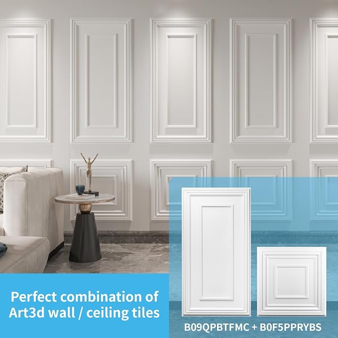Art3d PVC Ceiling Tiles, 3D Plastic Sheet in White, 2 × 4 ft, 12-Pack | Lightweight, Waterproof, No Sag and Breakage, Compatible with Grid System, Perfect for Basement, Kitchen - Image 8