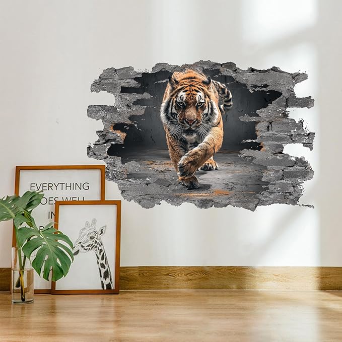 Tiger Wall Decals Stickers, Realistic Wild Animal Wall Art Peel and Stick, Removable Vinyl Wall Decor for Bedroom, Living Room, Office, Home Decoration - Image 7