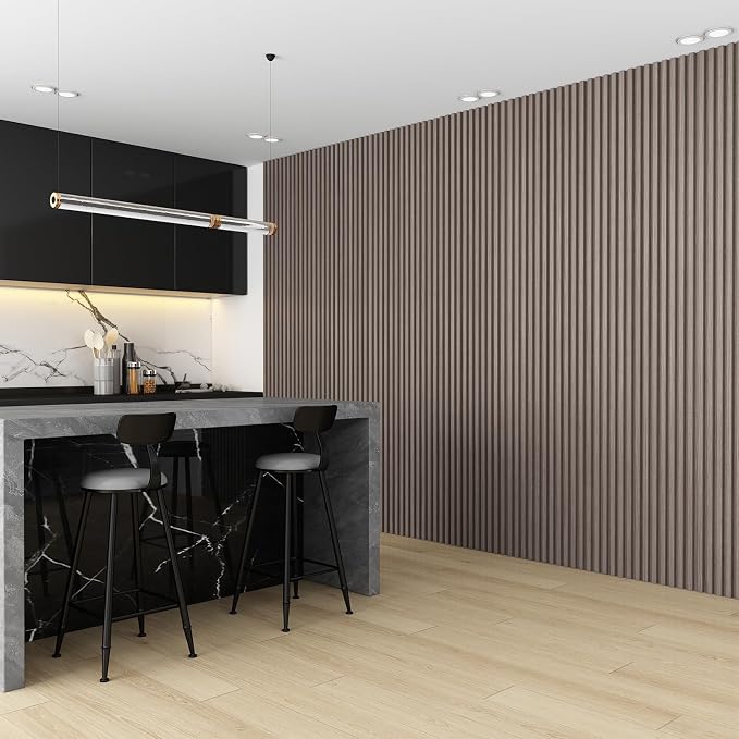 Slat Wall Panel 8-Pack, 118’’x6.1’’, Smoky Oak | WPC Wall Panel for Interior Wall Decor, TV Background, Kitchen, Bedroom - Image 4