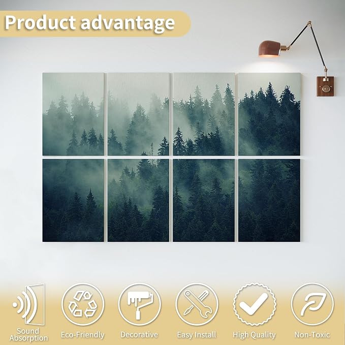 Art3d Acoustic Wall Panels, 48 x 32 in Set, 8-Pack Decorative Wall Art | UV-printed polyester, helps reduce echo, sound absorbing decor for living room, bedroom, office, studio and gaming room - Image 4