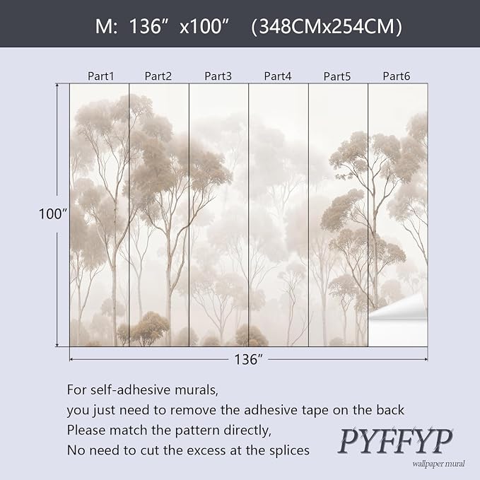 PYFFYP-Vintage Beige Jungle Peel and Stick Wallpaper murals for Bedroom - Image 5