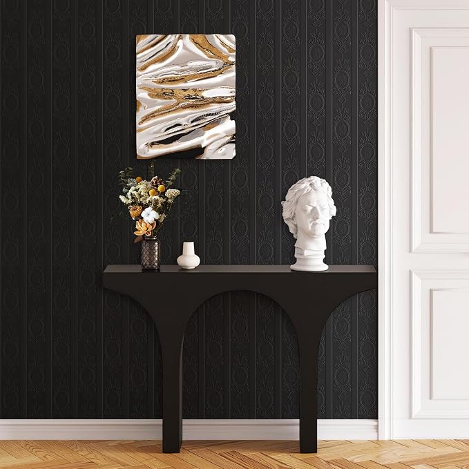 JiffDiff Black 3D Embossed Textured Peel Stick Wallpaper 17.3"x800" | Removable Renter Friendly Contact Paper, Waterproof Self Adhesive Wallpaper for Bedroom, Bathroom, Decor,96 sq. - Image 3