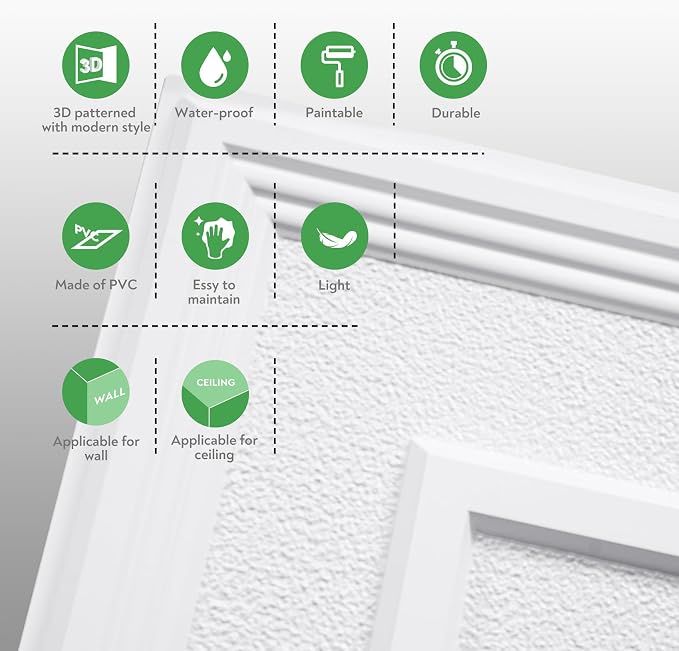 STICKGOO Glue-Up Ceiling Tiles, Popcorn Textured White, 24 x 24 in, 12 Pack | 2 x 2ft Drop ceiling panels, PVC decorative ceiling tiles, covers 48 sq ft, waterproof, lightweight - Image 8