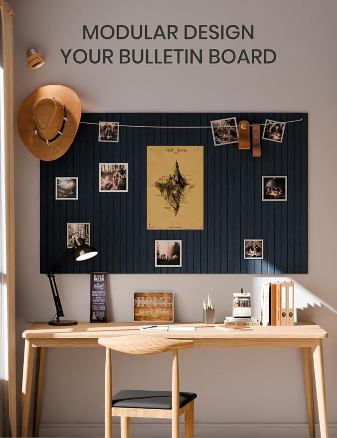 Fluxynara 36" x 24" Large Felt Bulletin Board, Carbon Blue | 6 Pack Cork Board Alternative with 30 Safe Adhesive Tabs, Pin Boards for Wall Decor, Home, Office, Classroom,Dorm - Image 6