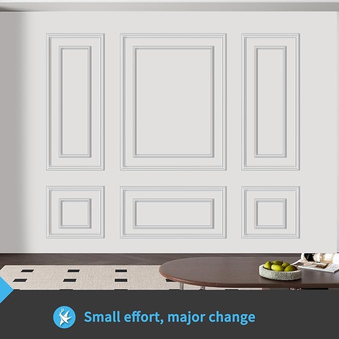 Art3d Premade Bilinear Frame Wainscoting Molding Set, 6 Separate Frame | Polystyrene, Lightweight, Effortless Installation, Shock-Resistant, Long-Lasting, Ideal for Living Rooms, Bedrooms - Image 3