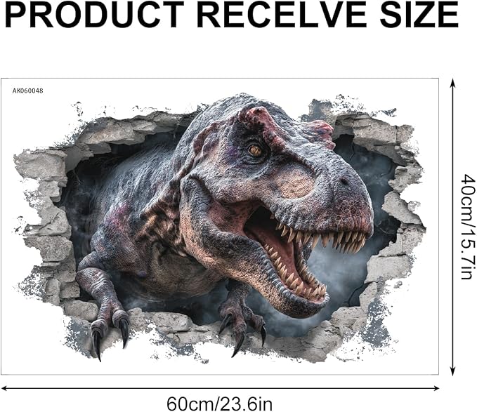 Tyrannosaurus Rex Wall Decals Stickers, Realistic Dinosaur Wall Art Peel and Stick, Removable Vinyl Wall Decor for Bedroom, Living Room, Office, Home Decoration - Image 2