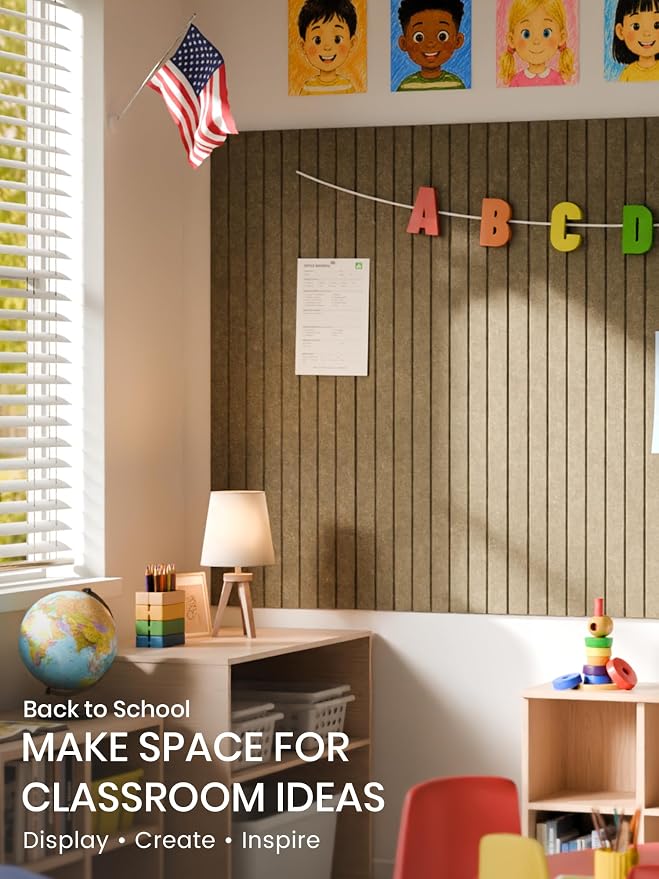 Bumusty 48"x 36" Large Felt Bulletin Board Tiles, Earth Brown | 12-Pack Cork Board Alternative, Wall Decor, 30 Pushpins, 60 Adhesive Tabs, Vision Board, Office, Classroom, Home, Dorm - Image 5