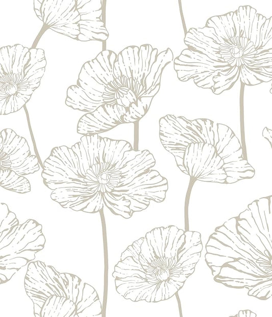 Orainege Beige and White Floral Wallpaper Modern Peel and Stick Wallpaper | 17.3inx196.8in Self Adhesive Contact Paper Decorative Wallpapers for Bedroom Bathroom Decor Vinyl Removable by Orainege