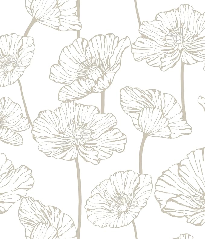 Orainege Modern Peel and Stick Wallpaper Beige and White Floral Wallpaper | 17.3inx118.1in Self Adhesive Contact Paper Decorative Wallpapers for Bedroom Bathroom Cabinets Decor Vinyl Removable by Orainege