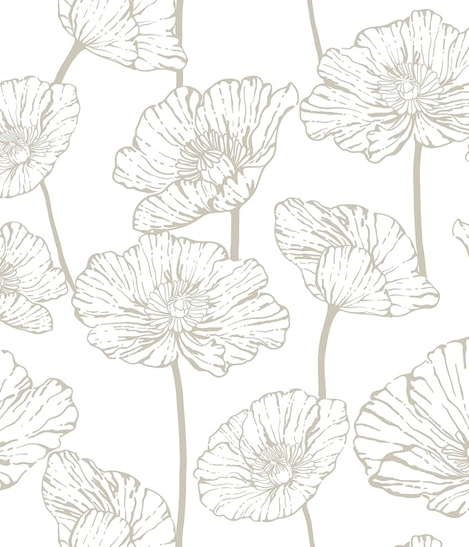 Orainege Peel and Stick Wallpaper Beige and White Floral Wallpaper | 17.3inx393.7in Self Adhesive Contact Paper Removable Decorative Wallpapers for Bedroom Bathroom Cabinets Decor Vinyl by Orainege