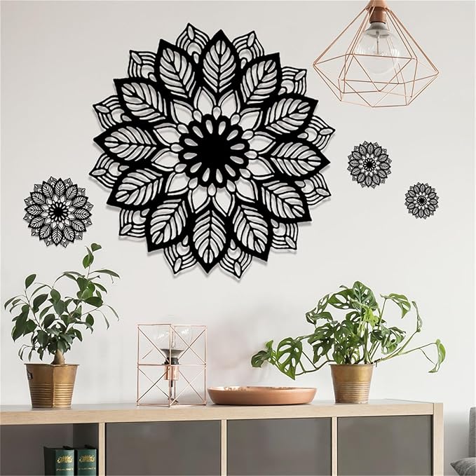 Large Black Mandala Wall Decals Flower Wall Stickers Removable Peel and Stick Bedroom Living Room Dining Room Wall Art Murals Kids Baby Nursery Wall Decor Home Decoration by Unknown