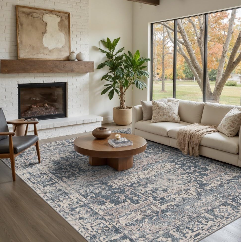 Rugxara Blue Area Rugs 5x7 Washable Rug for Living Room Bedroom - Image 3