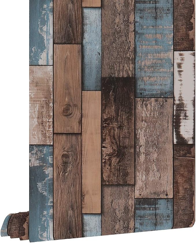 Livelynine Reclaimed Wood Wallpaper Stick and Peel 17.7x276 Inch Shiplap Peel and Stick Wallpaper Wood Paper for Bedroom Classroom Farmhouse Decorations Removable Shiplap Bulletin Board Paper - Image 6