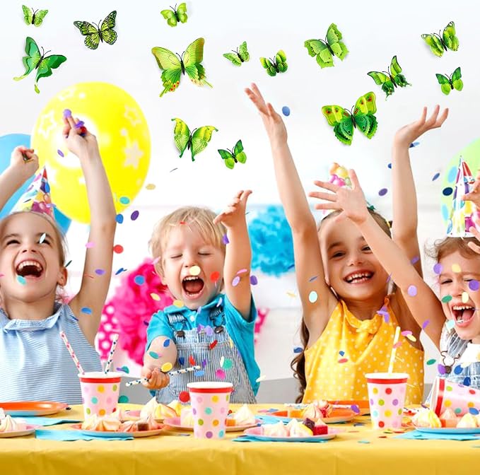 SAOROPEB 3D Butterfly Wall Decor, 48 Pcs Green Butterfly Decorations | Double Layer for Party Decorations Locker Decor Refrigerator Decal, Reusable - Image 2
