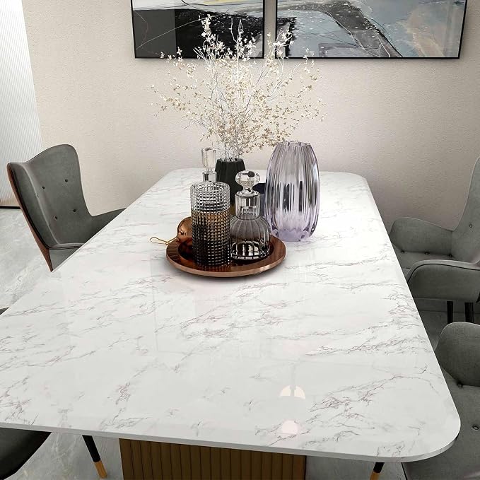 Marble Contact Paper White Extra Wide Peel and Stick for Kitchen Countertop | 35.4" x 118" Marble Wallpaper Granite Grey Thick PVC for Cabinet Furniture Renovated Removeable Without Leaving Glue Upgrade - Image 4