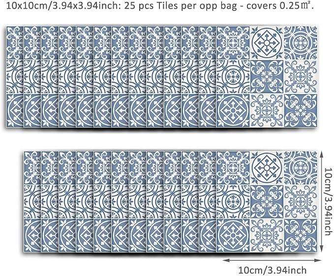 Alwayspon 25 Pcs Self-Adhesive Decal for Home Decor, Peel and Stick Wall Tile Sticker for Kitchen Bathroom, 4x4inch - Image 7