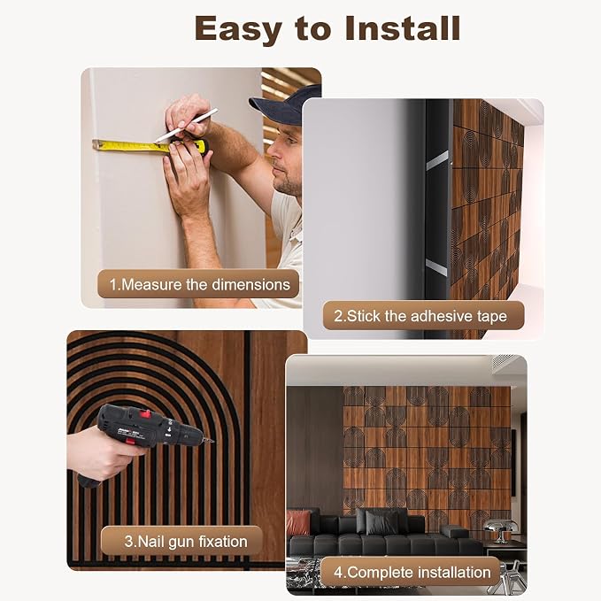 3D Wall Panels, 4-Pack 62 Sq Ft, Teak Wood Grain Peel and Stick Wall Panels, Self-Adhesive PVC Wall Paneling for Living Room, Bedroom & Accent Wall - Image 7