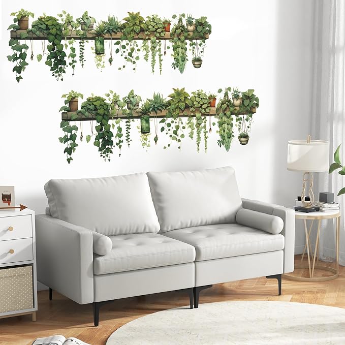 2Pc Green Plants Wall Decals, Removable PVC Stickers Indoor Decor | Vivid Plant Print, Self-adhesive Easy Install, No Wall Scratches, Fits Walls Doors Cabinets Windows Home Decor - Image 3