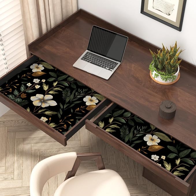 Laatse Dark Green Floral Leaf Vintage Wallpaper Peel and Stick 17.5''x118'' | Self Adhesive/Removable/Waterproof/Thick Vinyl Contact Paper for Bathroom Bedroom Shelf Cabinet Drawer,Prepasted,Easy Peel - Image 7