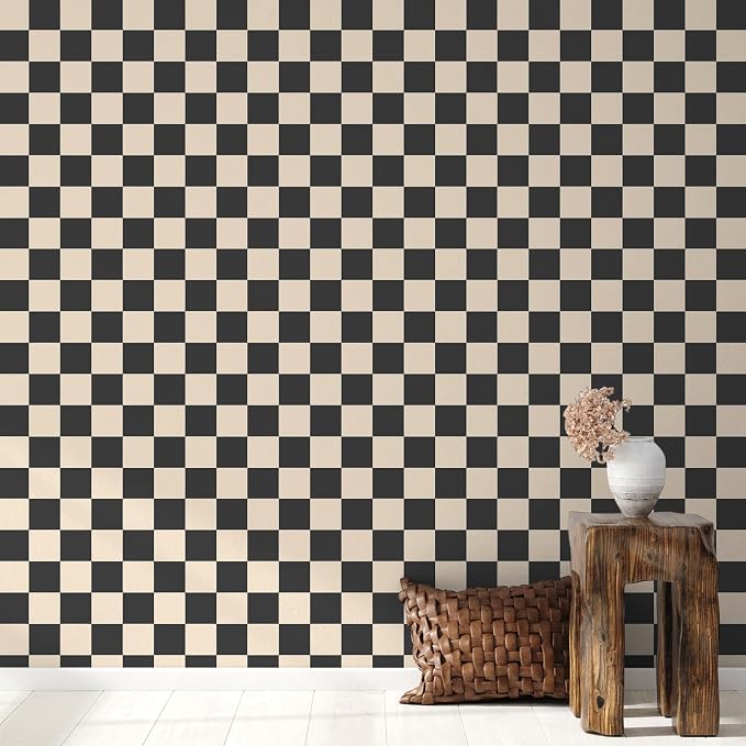Drydiet Black Brown Checkered Peel and Stick Wallpaper 15.75'' X 118" | Plaid Funky Checkered Contact Paper, Waterproof Contact Wallpaper, Vintage Gingham Decor for Room Bathroom Cabinet, Trendy - Image 5