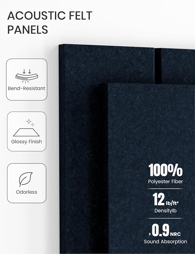 Fluxynara 36" x 24" Large Felt Bulletin Board, Carbon Blue | 6 Pack Cork Board Alternative with 30 Safe Adhesive Tabs, Felt Pin Boards for Wall Decor, Home, Office, Classroom, Dorm - Image 5