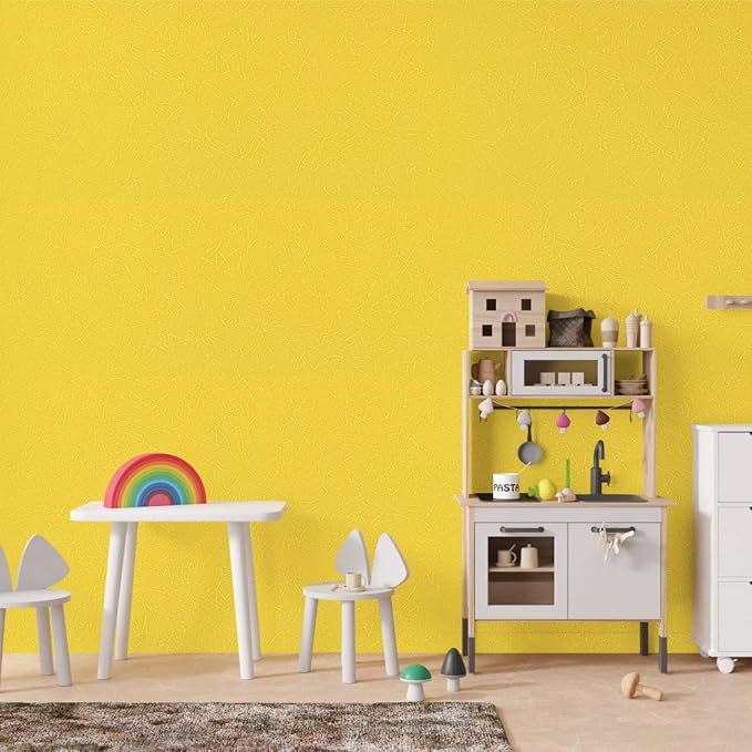 Yellow Peel and Stick Self Adhesive Wallpaper Countertop Contact Paper | Removable Embossed Silk Waterproof Bathroom Wallpaper 15.7" X 393.7" Kitchen Vinyl Wrap for Cabinet Shelf Liner Paper - Image 5