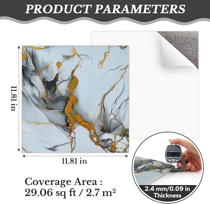 30 Sheets Peel and Stick Wall Panels, Self-Adhesive PVC Wall Panels for Kitchen Backsplash, Bathroom, Decoration, 11.8"x11.8" (Not Real Tiles) - Image 4