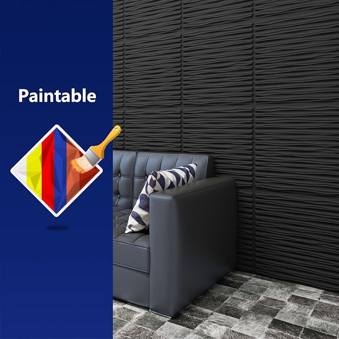 Art3dwallpanels Ceiling Tiles 24x 24 Inch, 24 Pack, Black | Drop Ceiling Tiles, 3D Wall Panels, Fire Rated Waterproof Premium PVC, No Sag and Breakage, Cover 96 Sq.Ft - Image 6