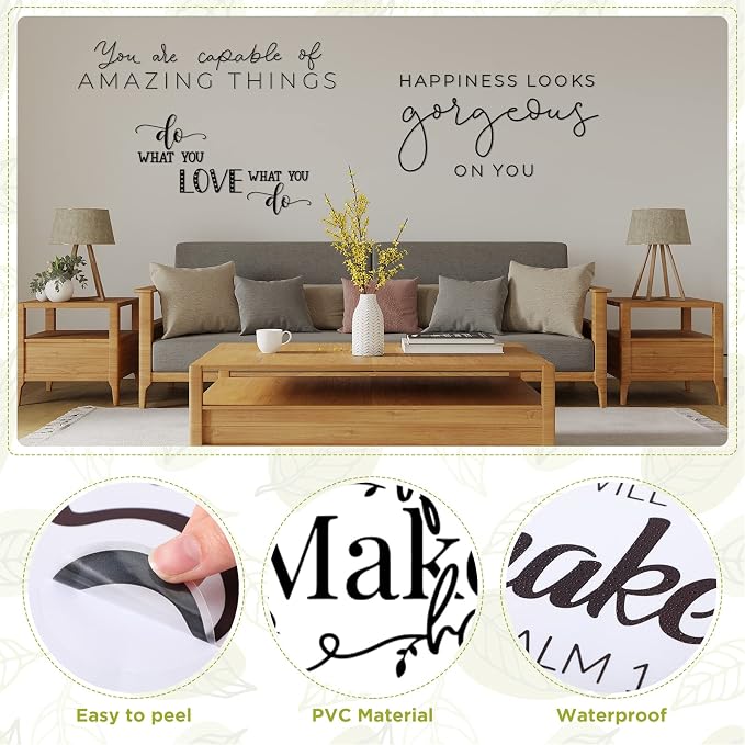 Ctosree 9 Pcs Vinyl Wall Stickers Inspirational Saying Wall Decals, Classic | Motivational Saying Murals, Large Removable Quote Stickers, Positive Lettering Word Home Decal, for Office School Dorm - Image 2