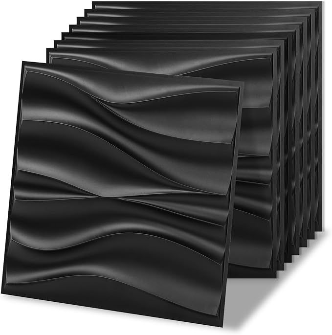 Art3d 20 Pack Decorative 3D Wall Panels, 19 Sq.Feet PVC Interior Wall Décor, 11.8"x11.8", Black by Art3d