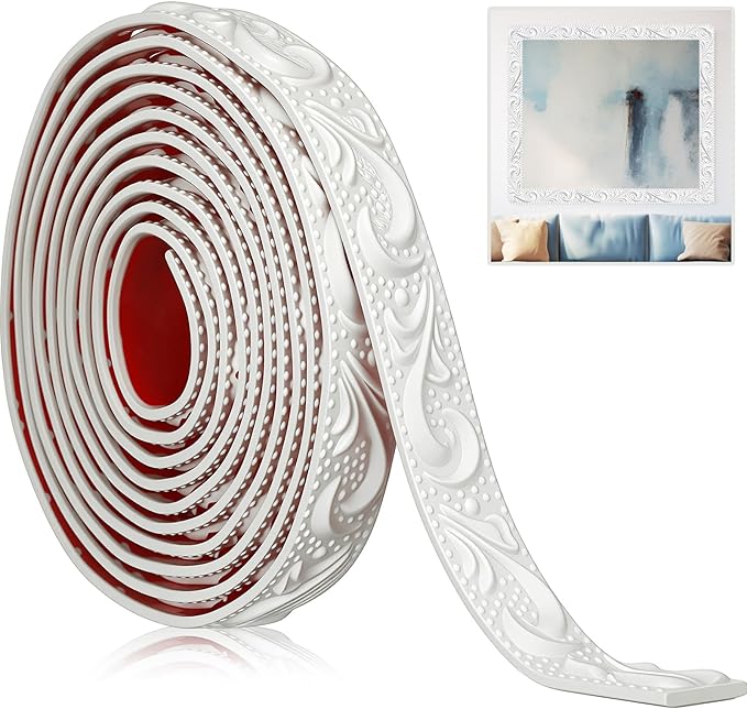 White Peel and Stick Crown Molding Trim, 13.1 ft X 1.2" by Sacubee