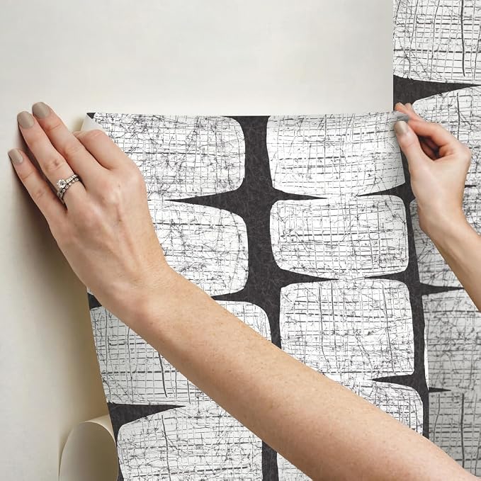 RoomMates RMK12348PL Mid-Century Beads Peel and Stick Wallpaper, Black, White - Image 8