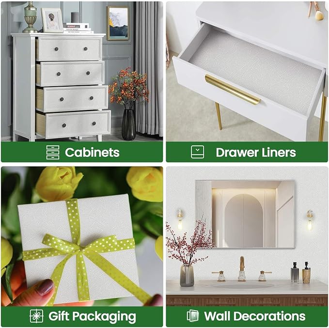 White Textured Wallpaper Peel and Stick Silk Embossed Vinyl Contact Paper | 15.7" X 393.7" Removable Wrap Paper for Cabinet - New Environmentally Friendly Upgrade Wall Paper for Cabinets Shelves - Image 6