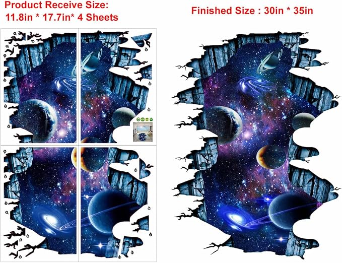 Quanhaigou Galaxy Wall Sticker,Space Wall Decal,Planet Wallpaper Decoration Decor - Image 3