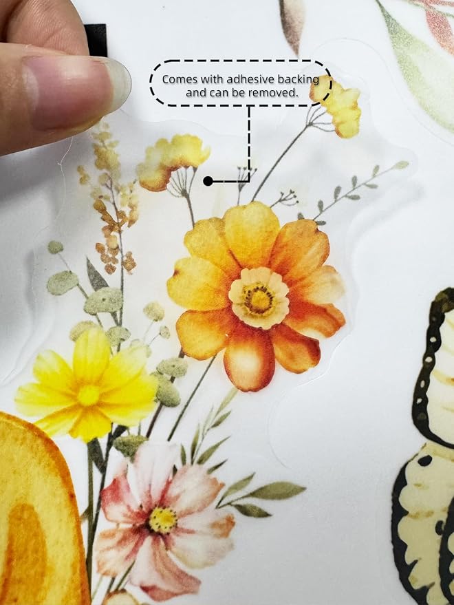 Butterfly Girl Wall Stickers - Orange Flower Fairy Garden Wall Decal Peel& Stick Removable Waterproof Vinyl Wall Decoration for Girl Bedroom Living Room,80 cm x 150 cm - Image 6