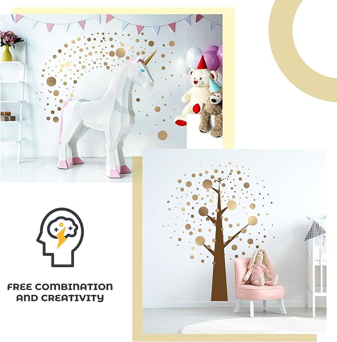 Zonon 264 Pcs Polka Dot Wall Stickers Peel and Stick Vinyl Circle Gold | Removable Dots Decor for Bedroom Nursery Playroom Classroom, Colorful Circle Stickers Easy to Apply and Reposition - Image 4