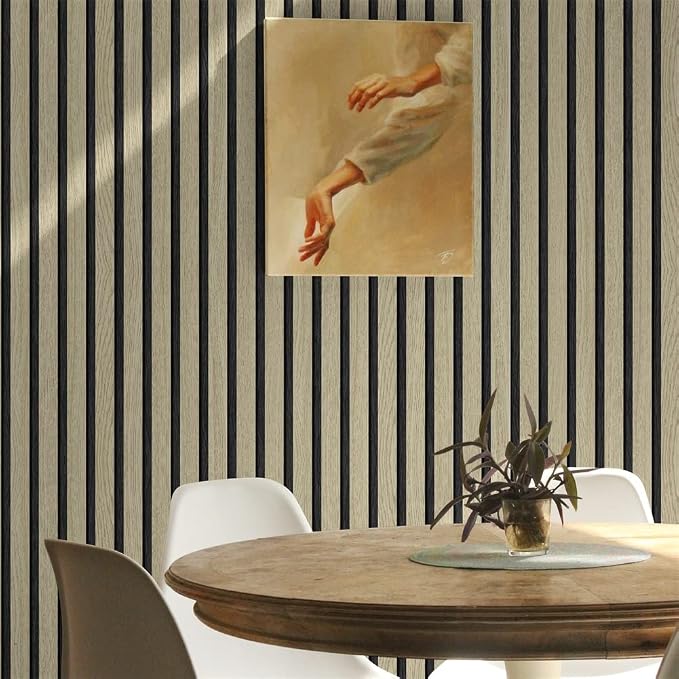 myforHD Wallpaper Peel and Stick Wood Grating Stripe Self-Adhesive Wallpaper Faux Wood Contact Paper Wood Slats Self Adhesive Wall Paper PVC Vinyl Film Removable Waterproof (Wood B, 17.3" x 236") - Image 5