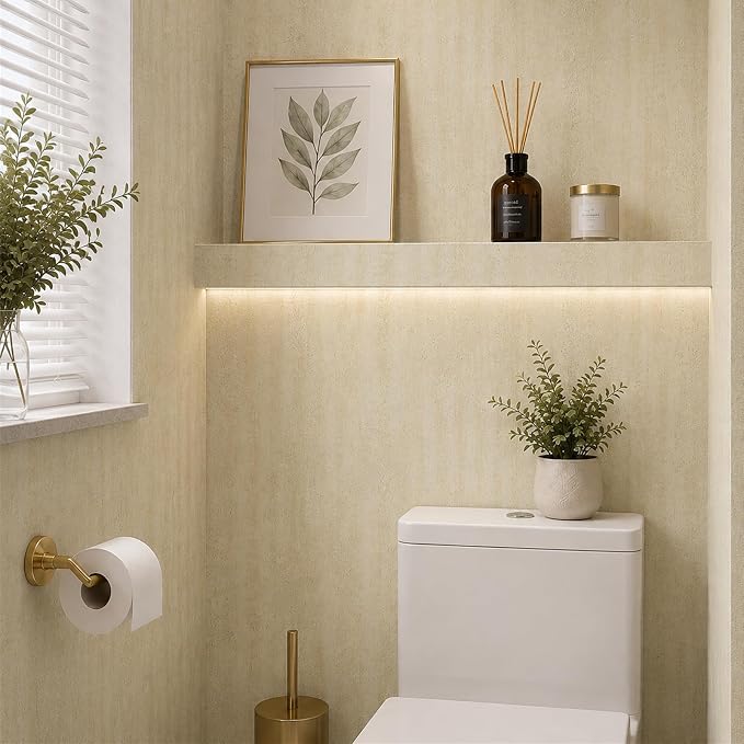 10Pcs 3D Faux Stone Wall Panels 23.6"X11.8" Beige Textured Tiles Peel and Stick Wall Panels Self Adhesive Backsplash Tiles for Interior Wall Decor Living Rooms TV Walls Kitchen Bathroom - Image 2