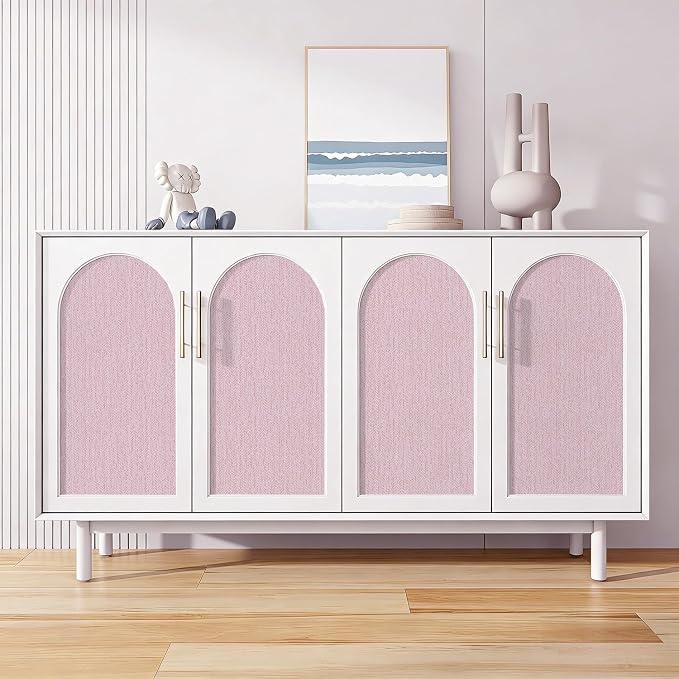 Pink Grasscloth Peel and Stick Wallpaper Fabric Paper 16in x 197in | Faux Linen Vintage Wallpaper Textured Removable Wall Paper Grass Cloth Cabinets Bedroom for Cabinet Self Adhesive Vinyl - Image 6