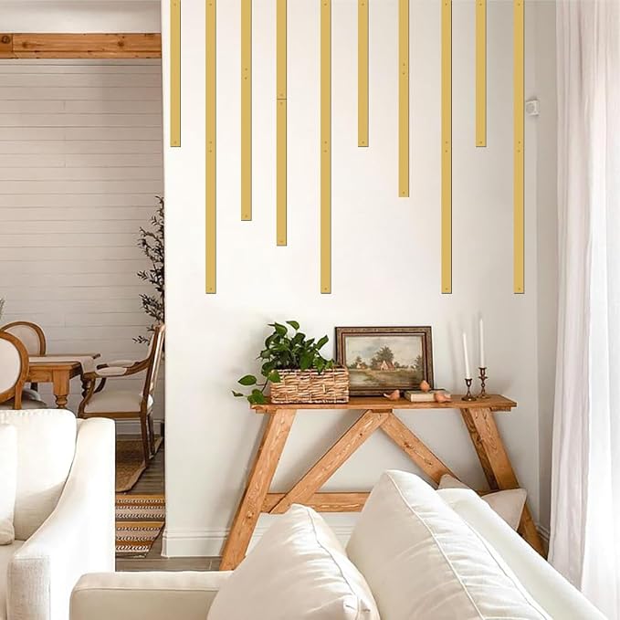 Golden Metal Wall Art Modern Striped Walls Decor Minimalist Line Arts Sign | Minimalist line art hanging sign, easy to install, metal plaque decorative, walls sculptures, for bedroom office living room - Image 5